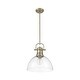 preview thumbnail 2 of 0, Yep by Golden Lighting Duncan 1-light 14in rod hung Pendant in Aged Brass and Clear Glass