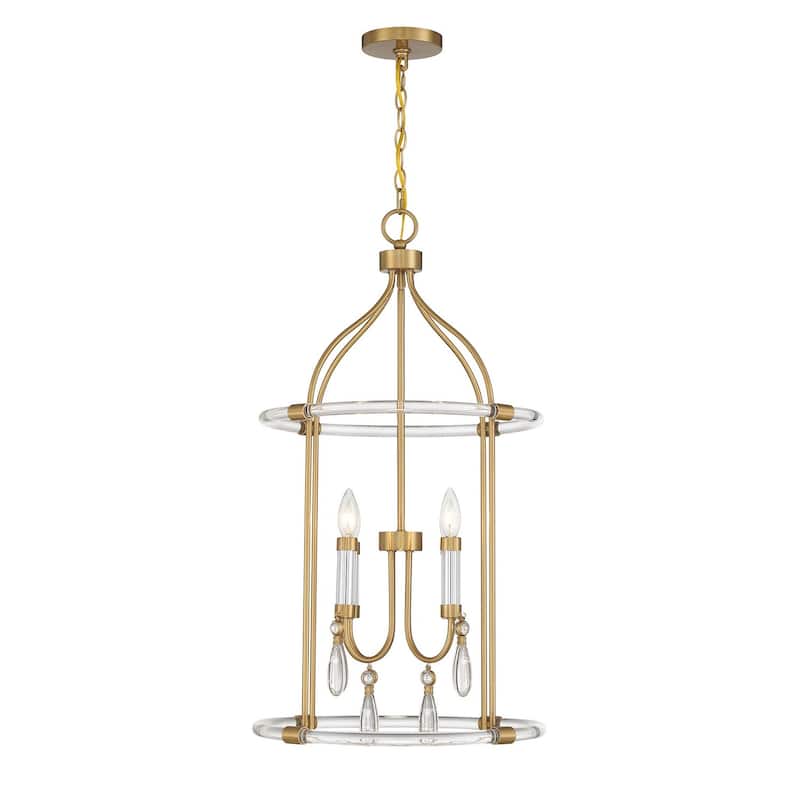 Mayfair 4-Light Pendant in Warm Brass and Chrome