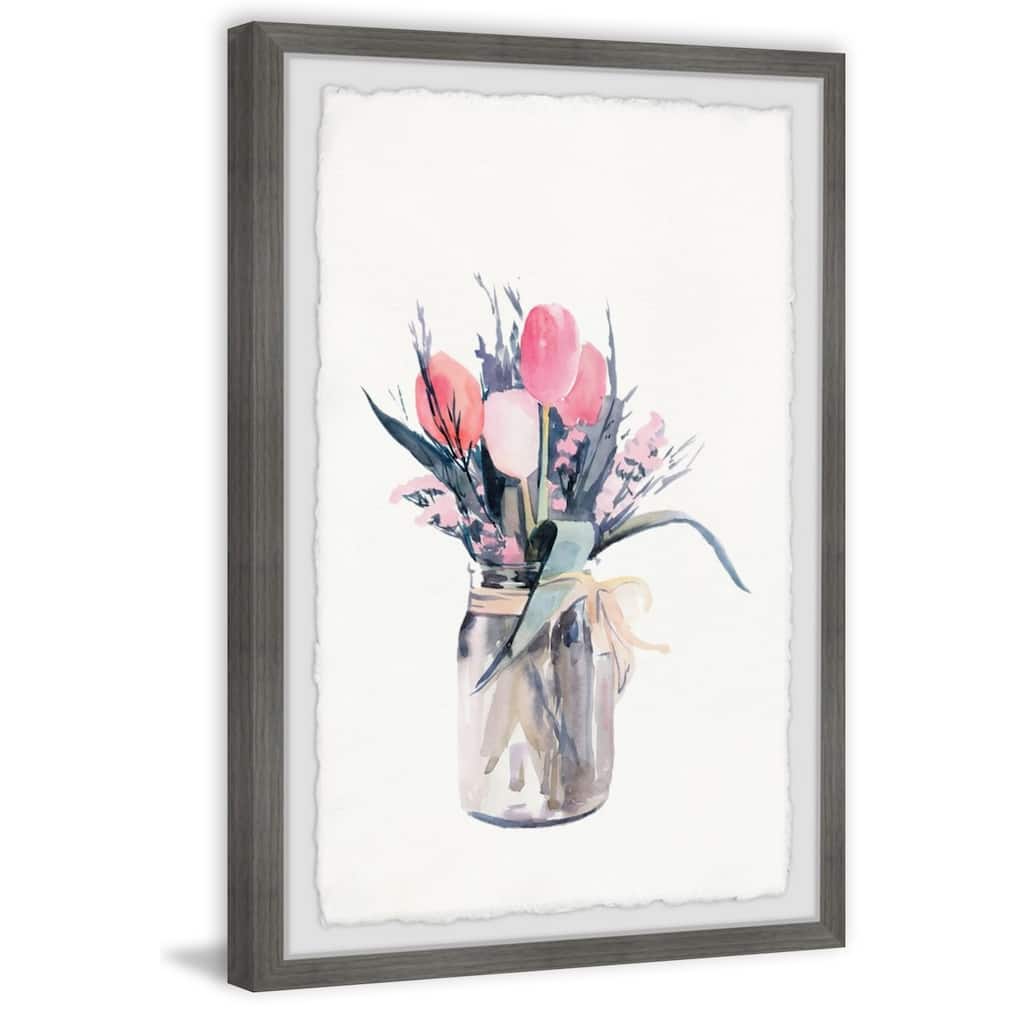 Tulip Painting Print - Floral Wall Art Home Decor - Framed Picture for Living Room Bedroom