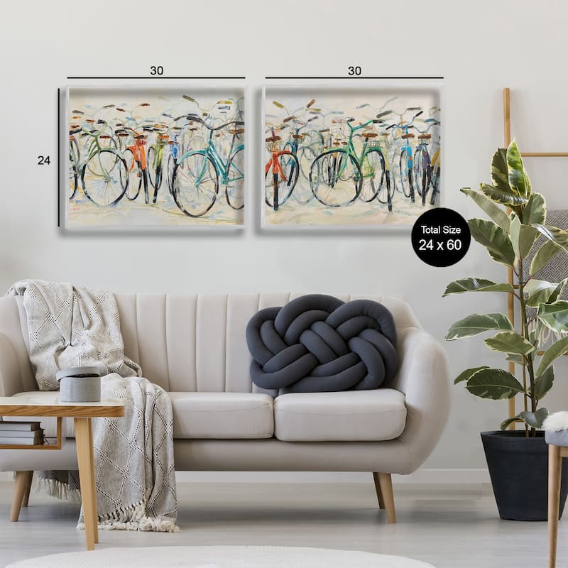 Stupell Dynamic Bicycles on Beige Framed Giclee Art Design By Dusza (Set of 2)