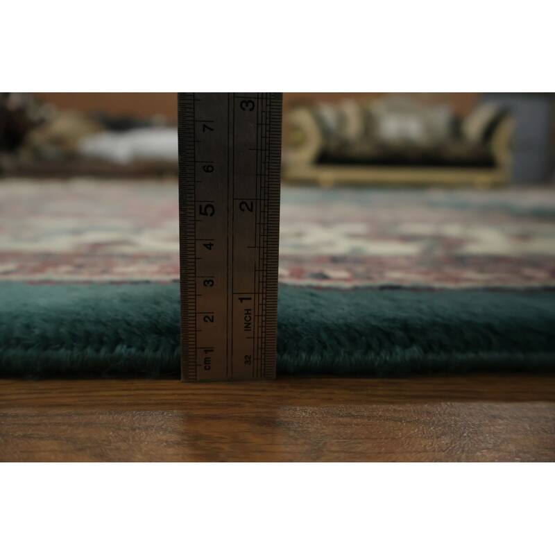 Hand Knotted Oriental 100% Wool Carpet Traditional Geometric Green Heriz Area Rug - 13' 10'' X 9' 8''