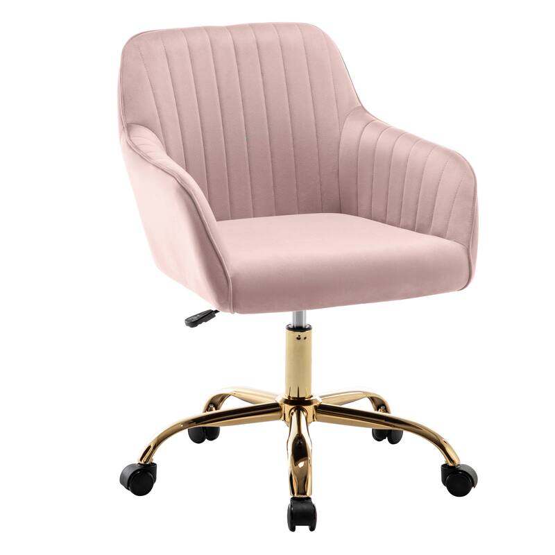 Porthos Home Belen Adjustable Office Chair, Velvet, Gold Metal Legs