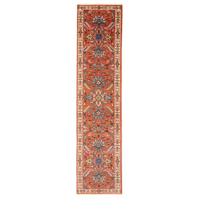 ECARPETGALLERY Hand-knotted Serapi Heritage Red Wool Rug - 2'6 x 11'11