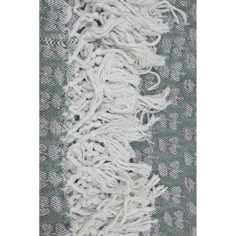 Fabdivine Damaru Handcrafted Cotton Blanket - Hand Block Printed Sofa & Bed Throw, Home Textile with Hand-Tied Tassels, 90"x54"