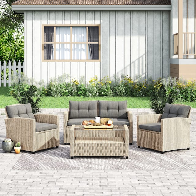 Corvus Armitage 4-piece Outdoor Wicker Sofa Set with Cushions
