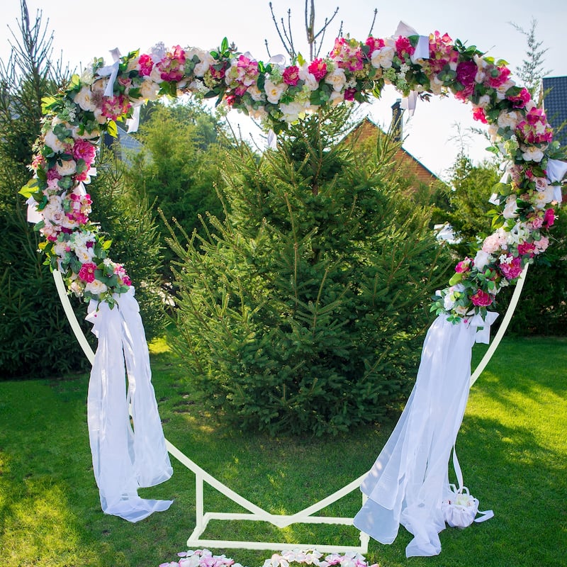 7.2ft Heavy Duty White Heart Shape Wedding Arch Backdrop Stand Metal