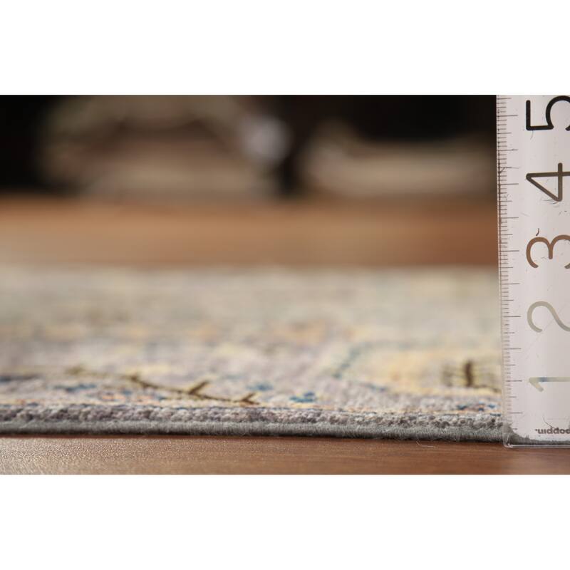 Hand Knotted Oriental 100% Wool Carpet Transitional Floral Greys & Charcoal Oushak Runner Rug - 9' 9'' X 2' 10''