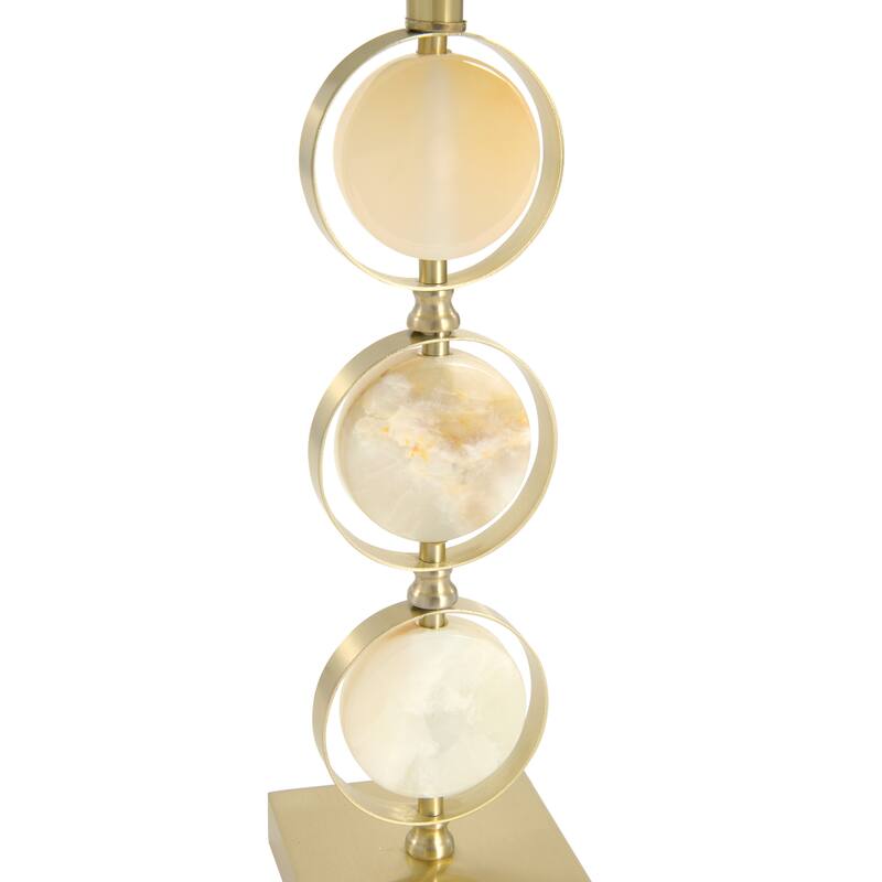 Art Deco Stacked Metal and Marble Table Lamp