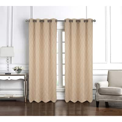 Gable Embroidered Privacy Window Curtain Panel Pair