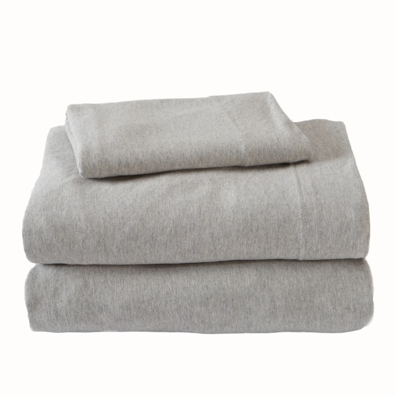 Premium Heathered Melange T-Shirt Jersey Knit Sheet Set - Twin - Light Grey