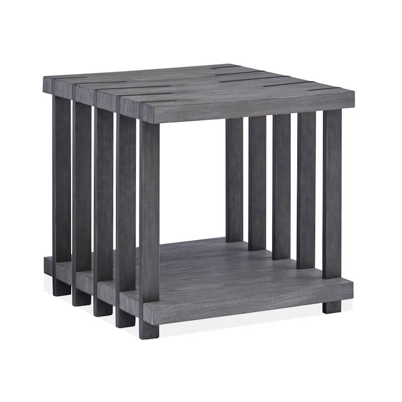 Magnussen Home Eldridge Weathered Gravel and Satin Bronze Rectangular End Table - 24''W x 26''D x 24''H