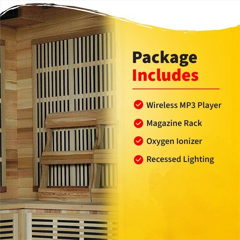 HeatWave Whistler 4-Person Cedar Corner Infrared Sauna with 10 Carbon Heaters