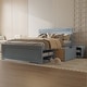 preview thumbnail 10 of 16, Full Size Platform Bed with Drawer And 2 Shelves, White Grey
