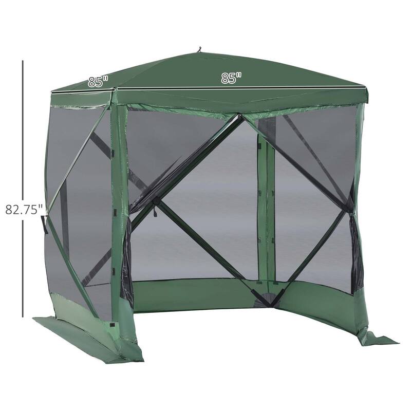 Outsunny 7'x7' Pop Up Camping Canopy Tent with Ventilating Mesh Screen, Portable Carry Bag for Outdoor Party