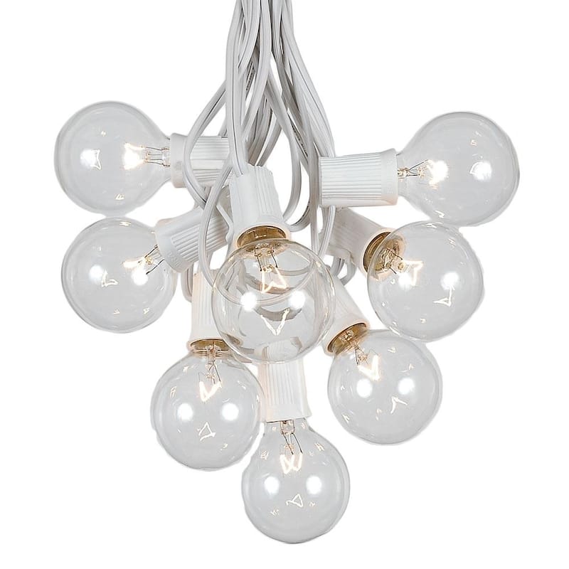 25 Foot G50 Outdoor Globe Patio String Lights - Set of 25 G50 Clear Bulbs - White