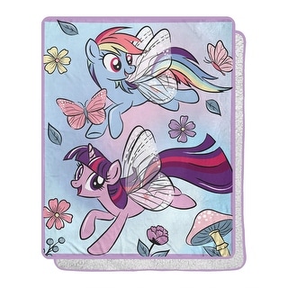 Hasbro My Little Pony Floral Flight Silk Touch Sherpa Throw Blanket