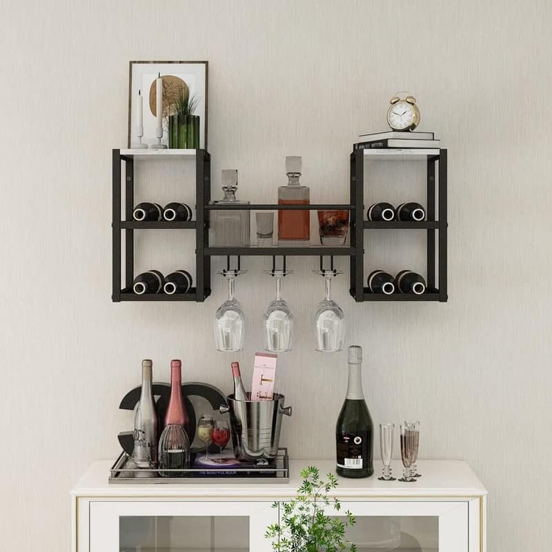 Industrial Greige Wall Mounted Wine Rack - 34.6LX9.8WX15.7H