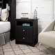 preview thumbnail 11 of 18, Broadway Black 2-drawer and Open Cubby Nightstand