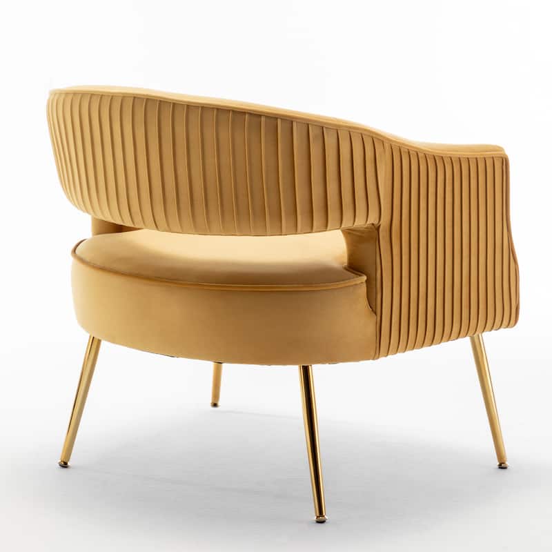 SEYNAR Modern Velvet Accent Arm Vanity Chair with Wingback and Gold Legs for Living Room