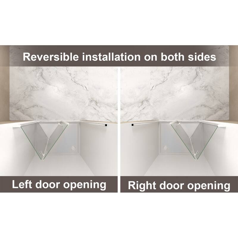 33-32 "x 72" Bifold Shower Door, 1/4"(6mm) Tempered Glass, Chrome Aluminum Frame, Explosion Proof Film