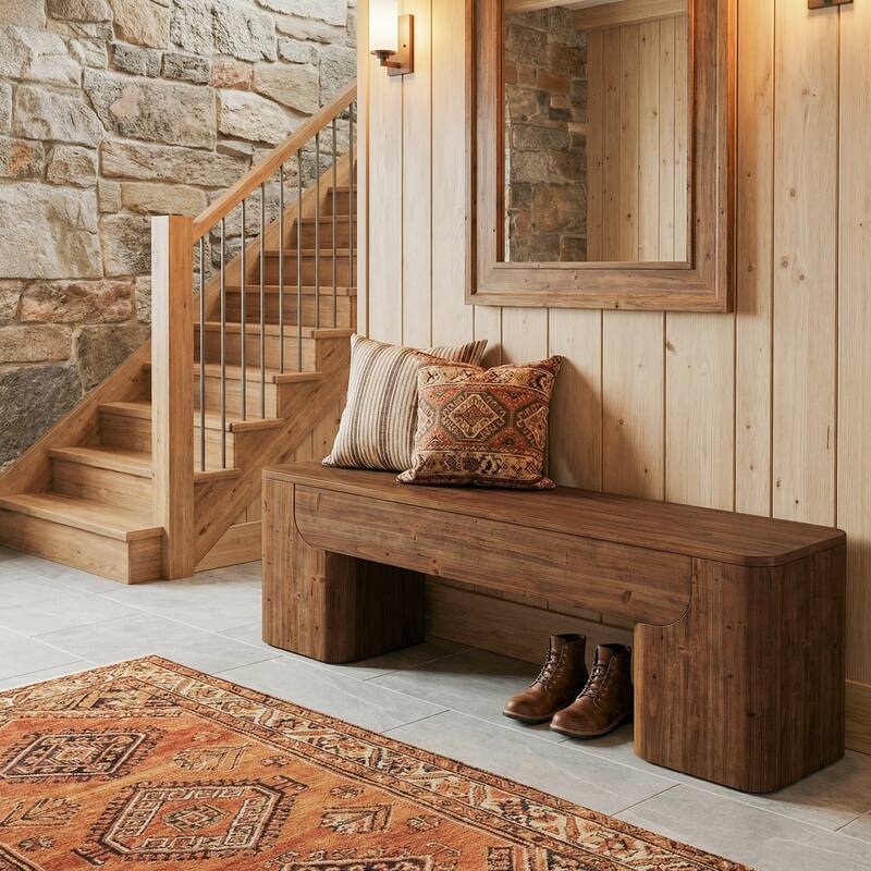 Solid Wood Bench, Entryway Bench, Dining Bench, Farmhouse Bench Seats for Entryway, Hallway, End of Bed