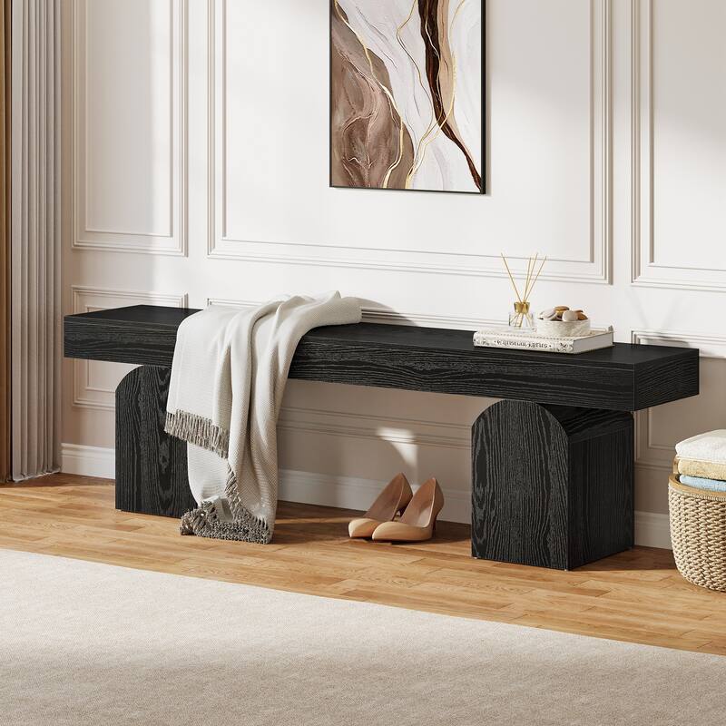 59" Entryway Bench Long Shoe Bench Wooden Indoor Bench - / - Black
