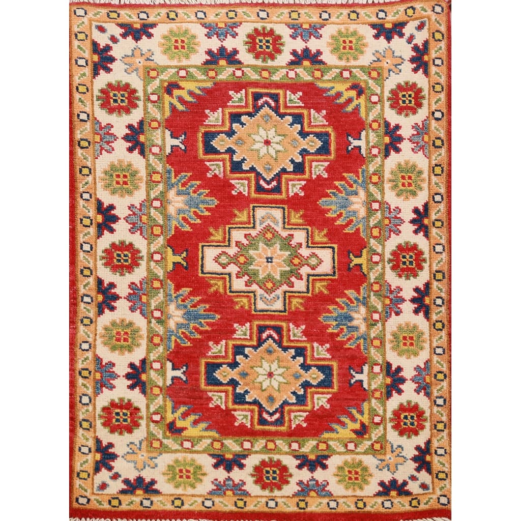 Red Kazak Oriental Accent Foyer Rug Handmade Traditional Wool Carpet - 2'0"x 3'0"