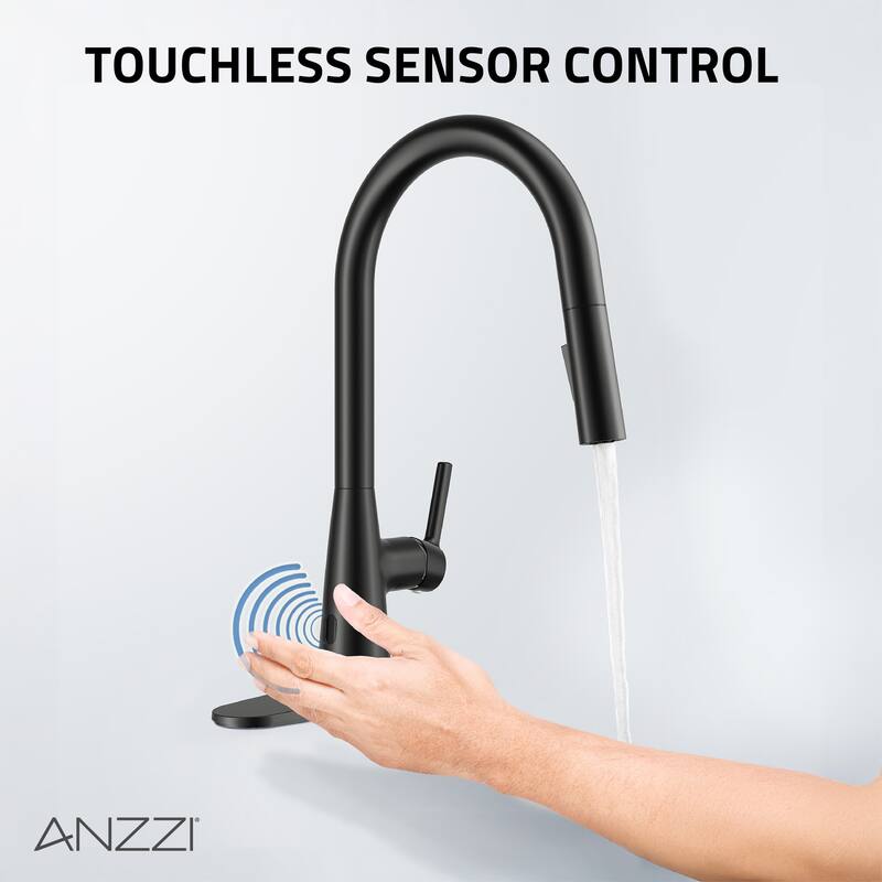 Modern Touchless Matte Black Pull-Down Kitchen Faucet