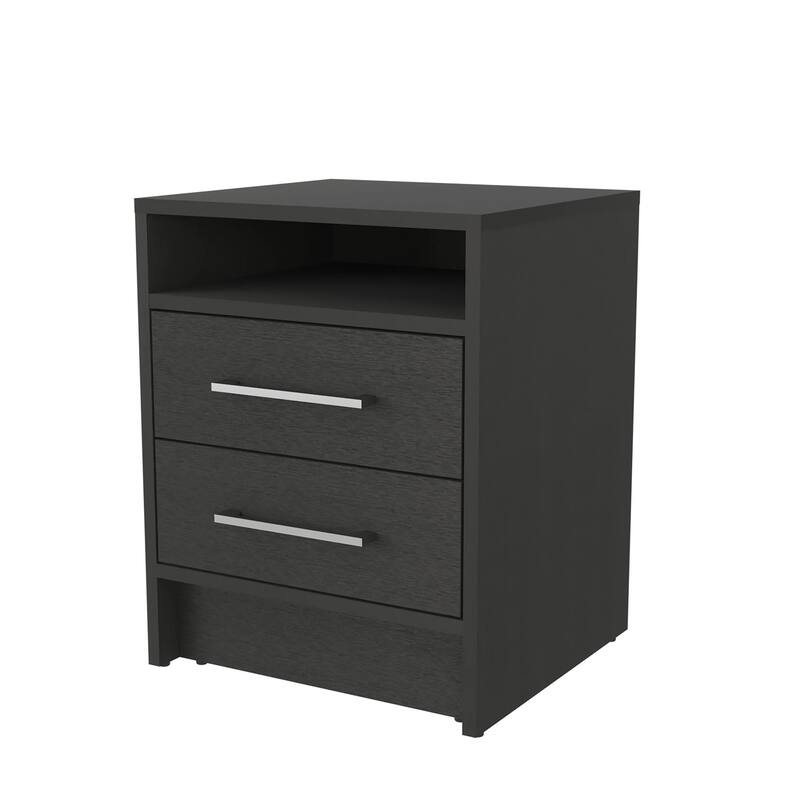 Elegant 2-Drawer Nightstand with Open Shelf for Extra Storage