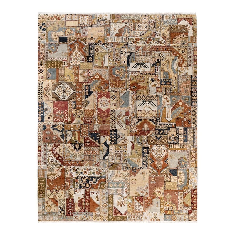 Patchwork One-of-a-Kind Hand-Knotted Area Rug, Multicolor - 9' 3" x 11' 10"