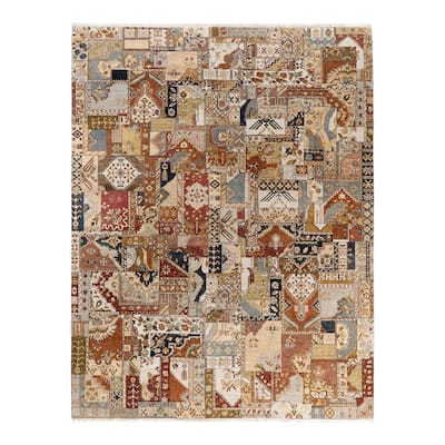 Patchwork One-of-a-Kind Hand-Knotted Area Rug, Multicolor - 9' 3" x 11' 10"