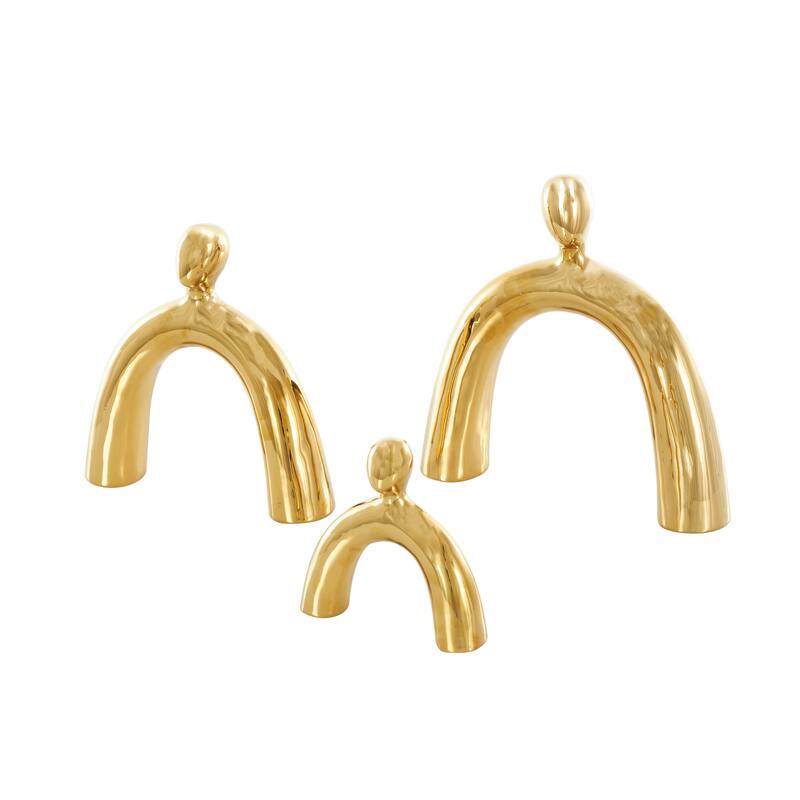 Silver or Gold Ceramic Abstract Arched Family Decorative Sculpture (Set of 3)