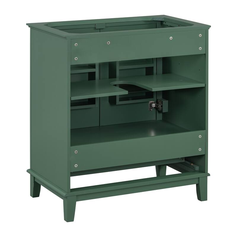 Solid Wood Bathroom Vanity Base with Functional Cabinet and Center Sink Compatibility - 29.5in L