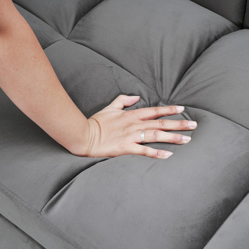 Anmytek Convertible Velvet Sofa Bed Adjustable Folding Loveseat Sleeper with Pillows 65 Inch