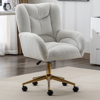 360 Swivel Home Office Chair with Gold Metal Base and Universal Wheels ...