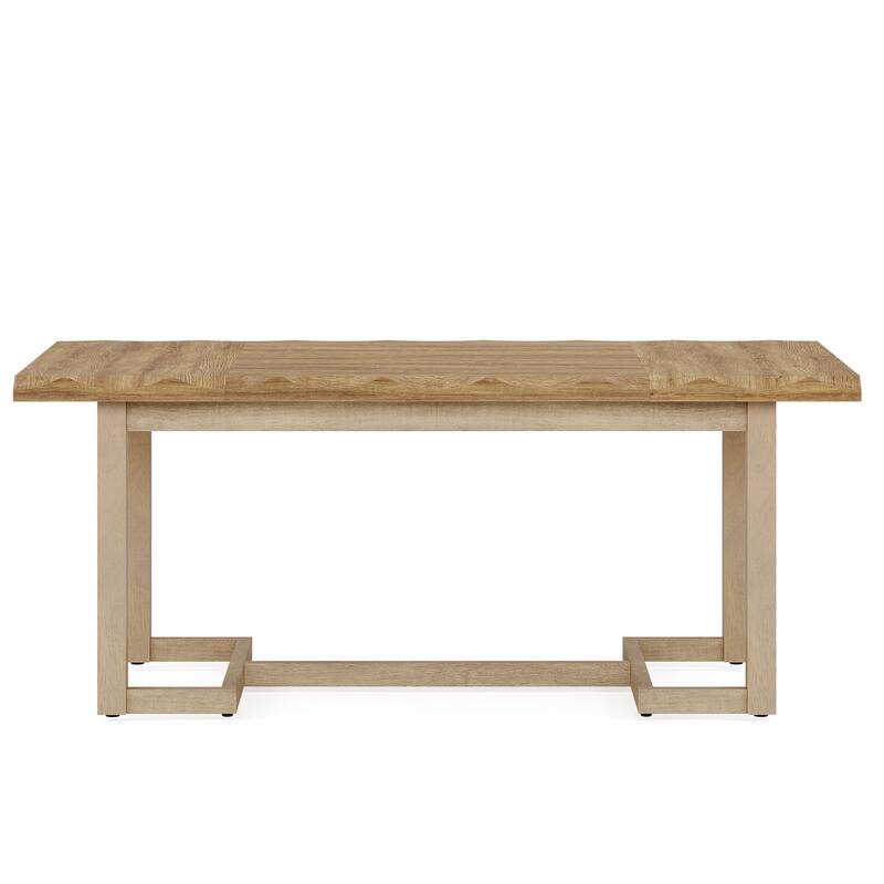 Rectangular Wood Dining Table with Solid Wood Legs, Kitchen Table for Dining/Living Room