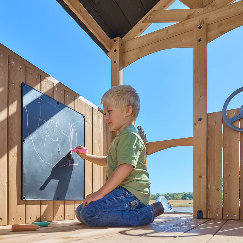 Backyard Discovery Dover Bay Spruce Swing Set, Tube Slide, Clubhouse