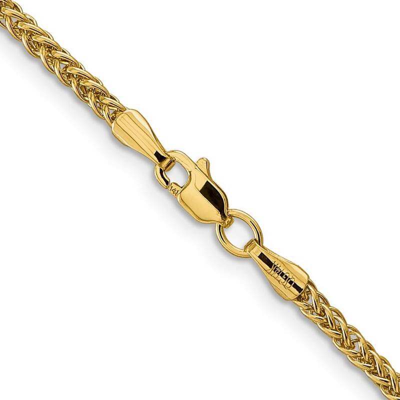 Curata 14k Yellow Gold 2.35mm Semi-solid Triple-wire Wheat Chain Necklace Options: 16 18