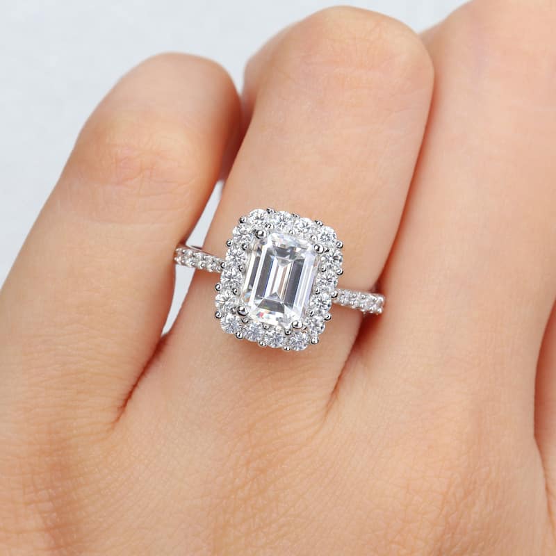 Miadora 2 3/8ct DEW Octagon-cut Created Moissanite Ring in Sterling Silver