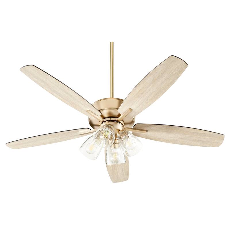 Quorum International Breeze 52" 5 Blade LED Ceiling Fan with Tapered - Aged Brass