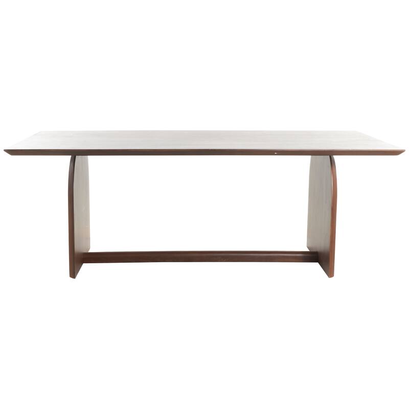 Brown Mango Wood Mid Century Modern Dining Table with Arched Legs