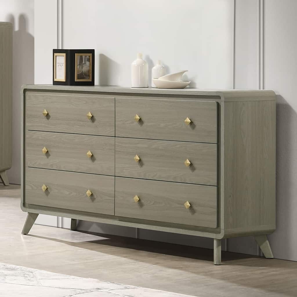 Furniture of America Thalia Modern Grey Wood 6-Drawer Dresser