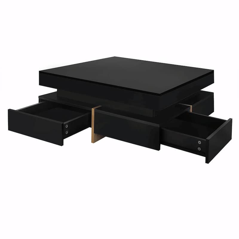 Stylish High Gloss Coffee Table with 4 Drawers
