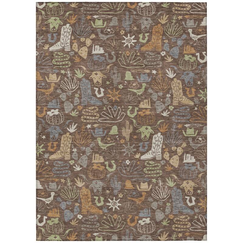 Machine Washable Indoor/ Outdoor Modern Ranch Chantille Rug