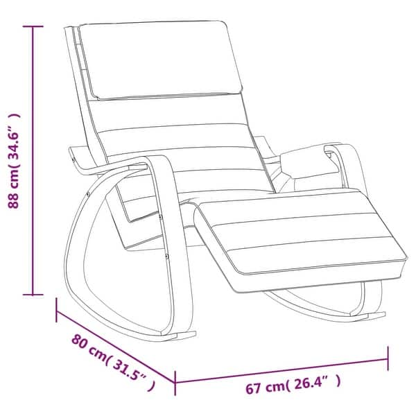 dimension image slide 0 of 3, vidaXL Rocking Chair Rocker Swinging Chair for Living Room Nursery Fabric - 26.4" x 31.5" x 34.6"