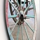 preview thumbnail 3 of 7, Designart 'Turquoise Painted Cottage Wagon Wheel Clock' Oversized Farmhouse Wall CLock