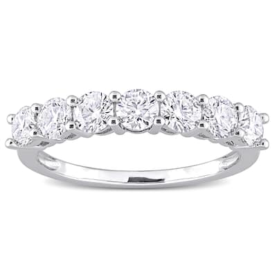 Miadora 1ct DEW Moissanite Semi-eternity Sterling Silver Anniversary Band
