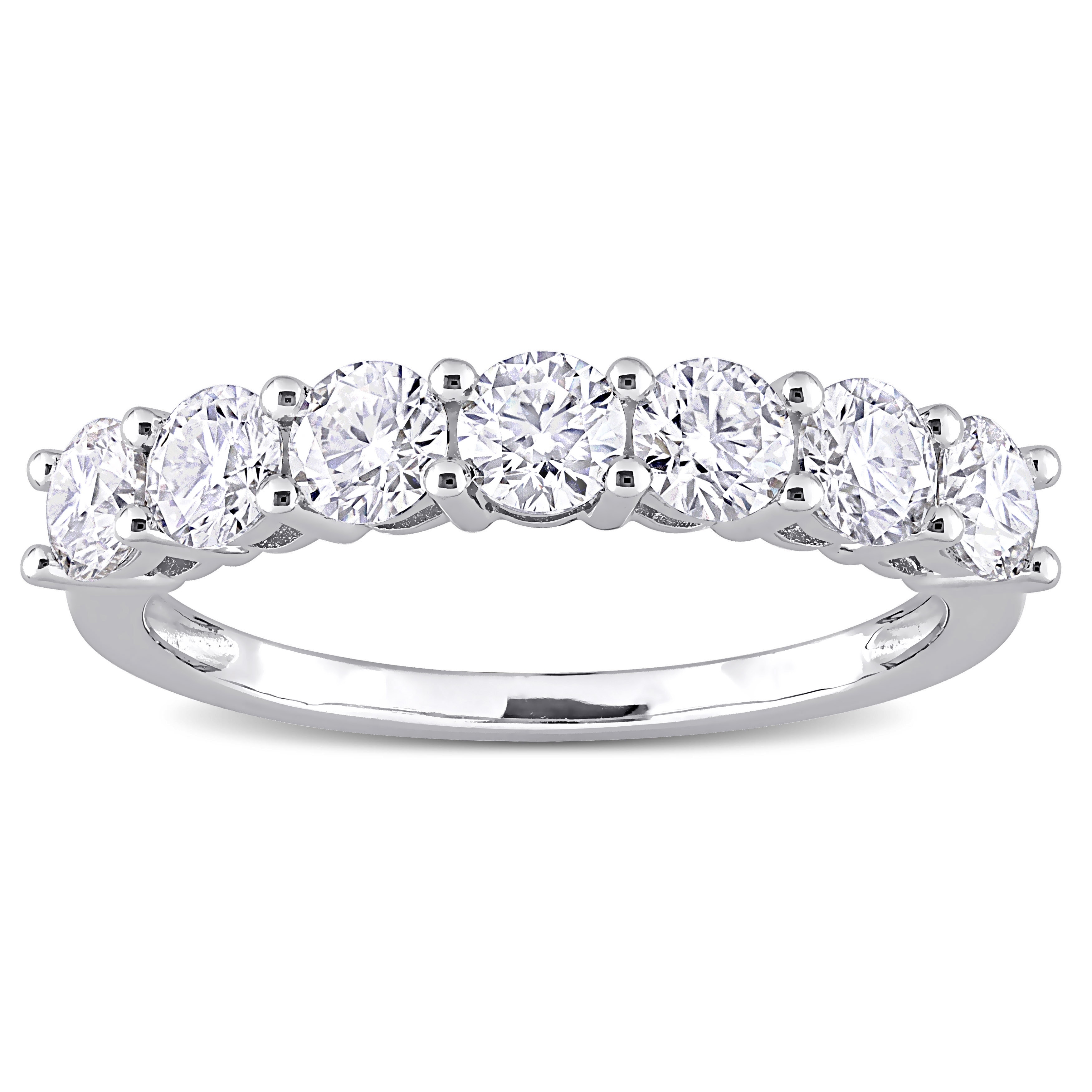 Miadora 1ct DEW Moissanite Semi-eternity Sterling Silver Anniversary Band