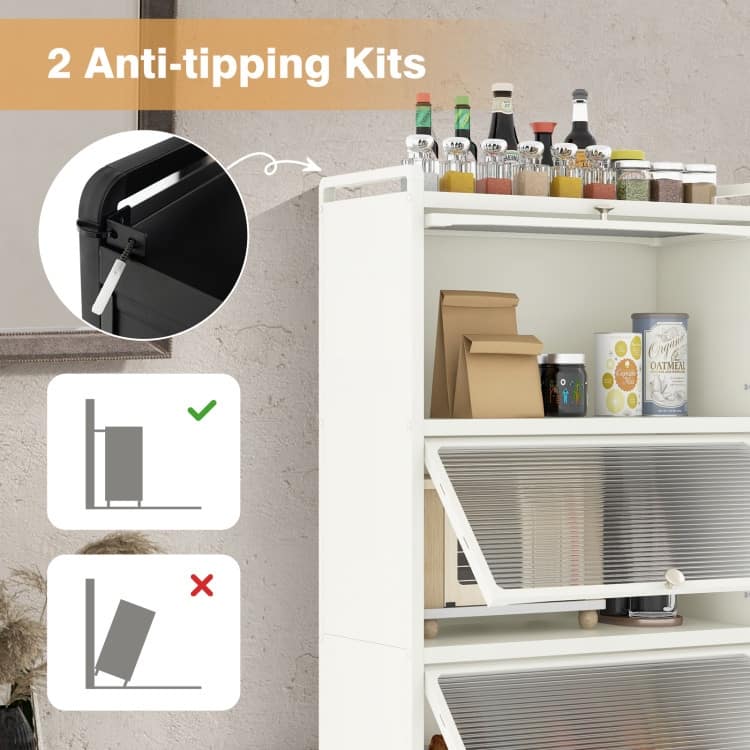 5-Tier Kitchen Baker's Rack with Flip-up PC Doors - 23.5" x 12.5" x 60.5" (L x W x H)