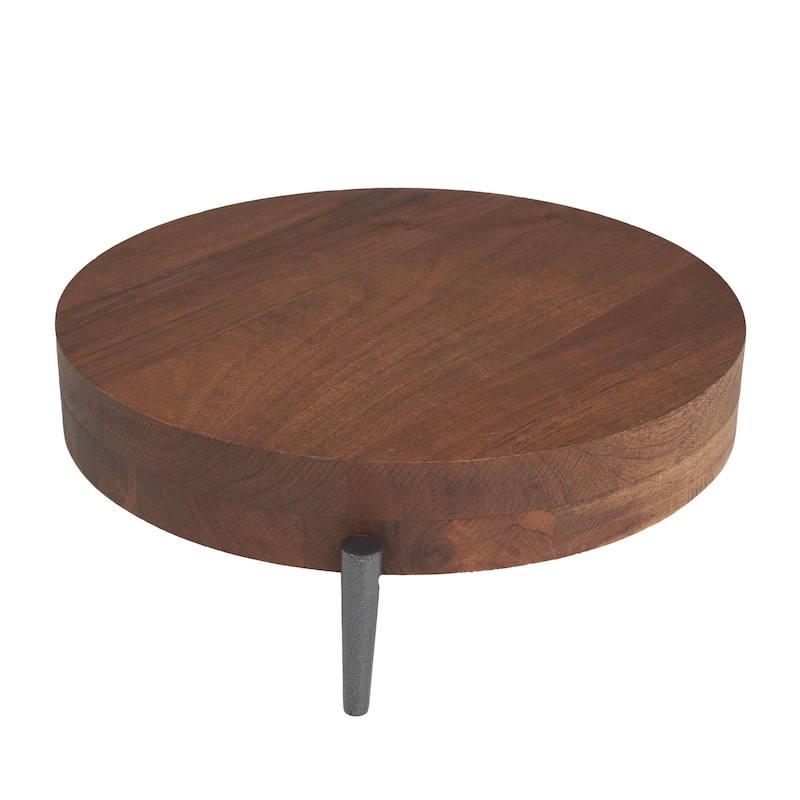 Mango Wood Living Room Decor Tray with Black Metal Legs - Cream or Brown - Roche River Decor